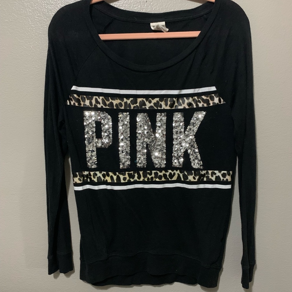 VS PINK Cheetah bling logo long sleeve
